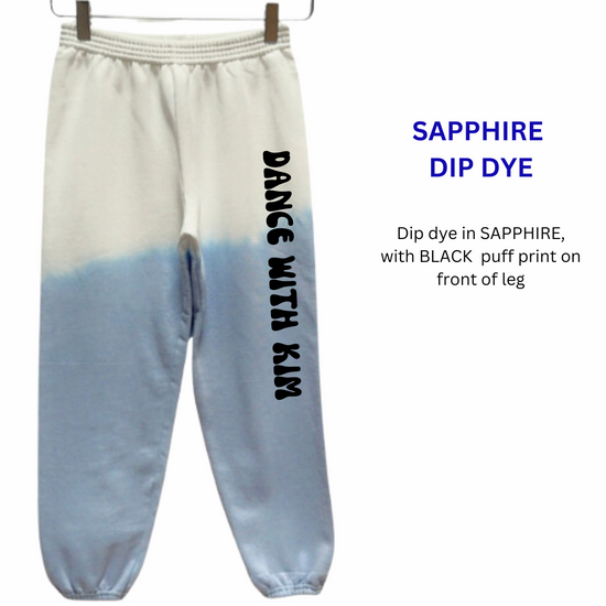 Dance with Kim Sapphire Blue Dip Dye Sweatpants with PUFF Print