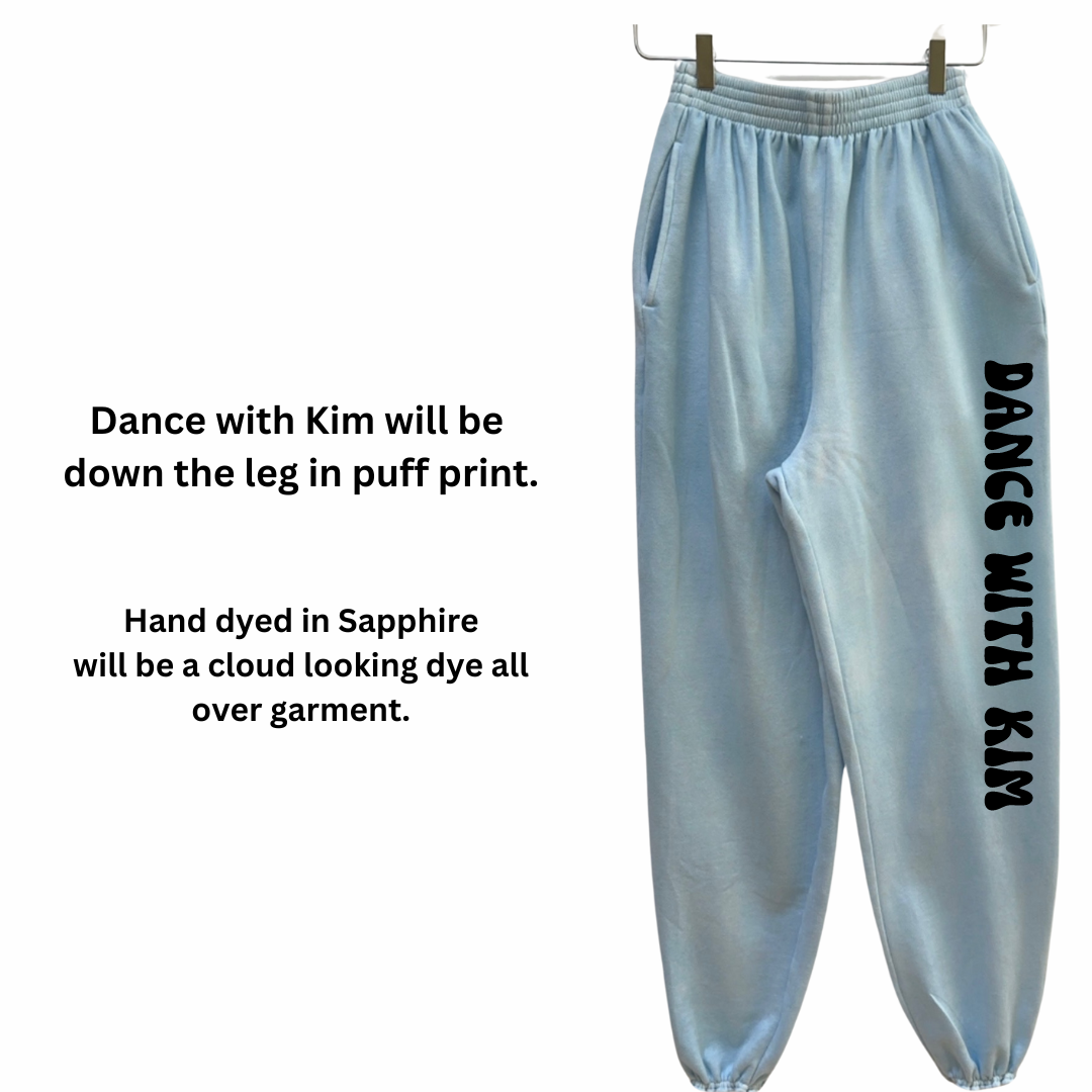 Dance with Kim Hand Dyed Sapphire Sweatpants with Black PUFF