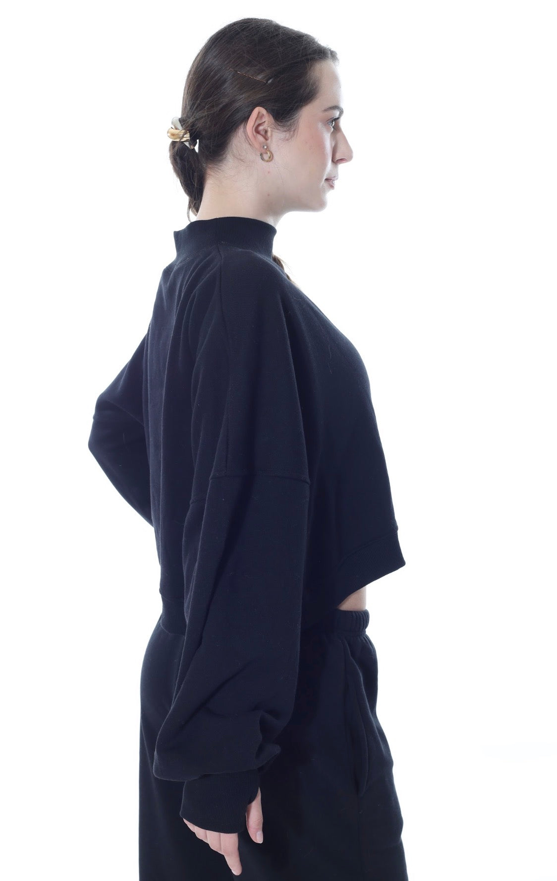 CozyLUX Escapade Mock Neck Crop Sweatshirt